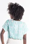 Blusa Dwz Manga Curta Etampada em Crepe