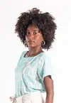 Blusa Dwz Manga Curta Etampada em Crepe