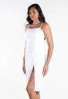 Vestido Dwz Mid Liso Alcas com Abertura Frontal