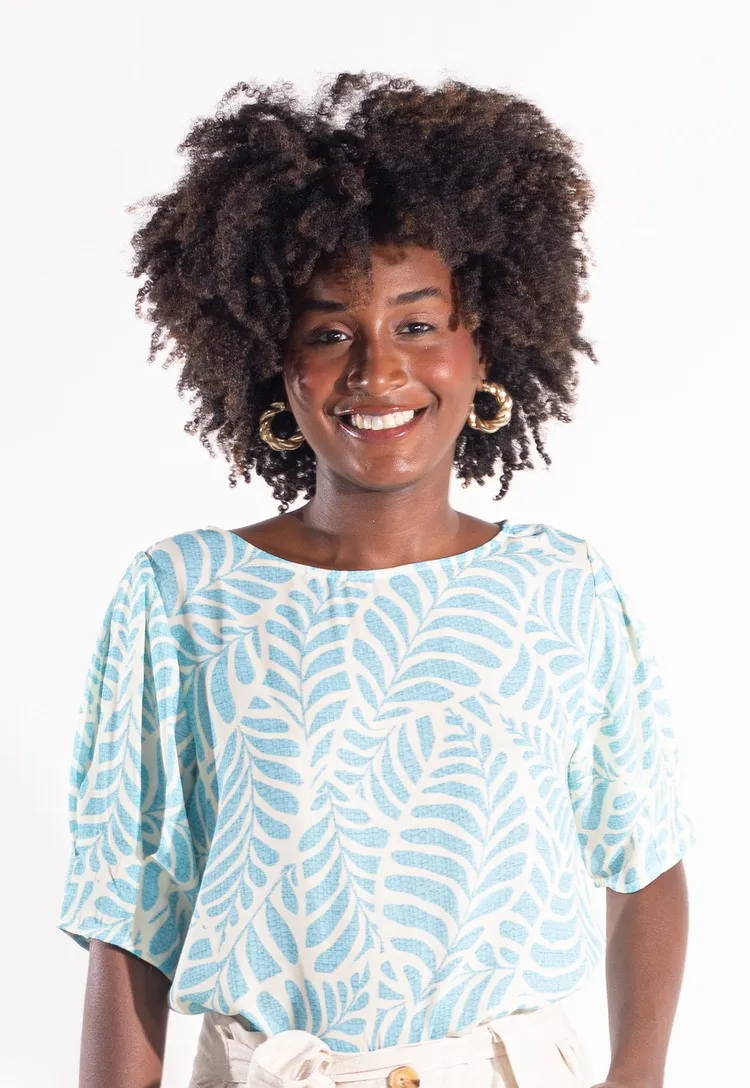 Blusa Dwz Manga Princesa Crepe Estampada