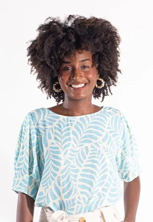 Blusa Dwz Manga Princesa Crepe Estampada
