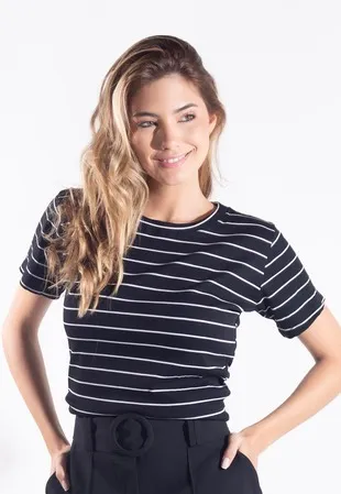 BLusa Dwz Ribana Listrada com Manga
