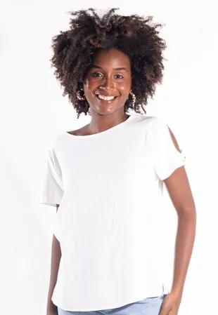 Blusa Dwz Manga Curta com Botoes