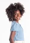 Blusa Dwz Manga Transpassada Babado