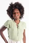 Blusa Dwz Manga Transpassada Babado