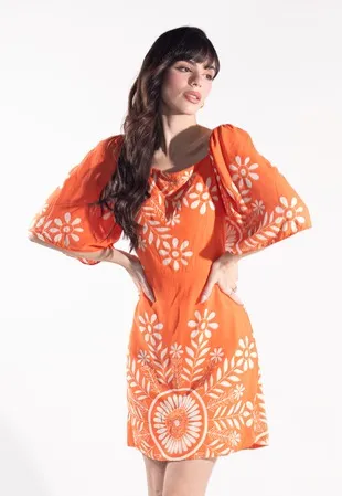 Vestido Dwz Curto Estampado com Amarracao