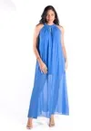 Vestido Dwz Longo Fluido em Crepe