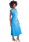 Vestido Dwz Liso Drapeado na Frente