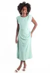 Vestido Dwz Liso Drapeado na Frente
