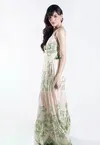 Vestido Dwz Longo Estampado com Bojo
