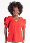 Blusa Dwz Lisa Decote V Manga Princesa