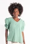 Blusa Dwz Lisa Decote V Manga Princesa