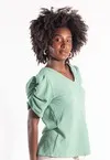 Blusa Dwz Lisa Decote V Manga Princesa
