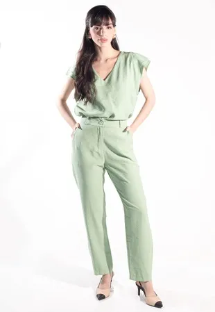 Conjunto Dwz Liso Blusa Manga Babado com Alca
