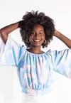 Blusa Dwz Ombro a Ombro Estampada com Amarracao