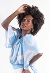 Blusa Dwz Ombro a Ombro Estampada com Amarracao