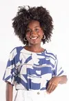 Blusa Dwz Manga Curta Estampada com Detalhe Vazado