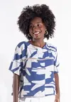 Blusa Dwz Manga Curta Estampada com Detalhe Vazado