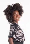 Blusa Dwz Manga Curta Estampada com Detalhe Vazado