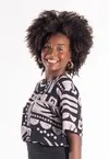 Blusa Dwz Manga Curta Estampada com Detalhe Vazado