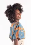Blusa Dwz Manga Curta Estampada com Detalhe Vazado