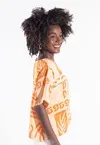 Blusa Dwz Manga Curta Estampada com Detalhe Vazado