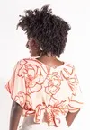 Blusa Dwz Estampada Decote V com Amarracao