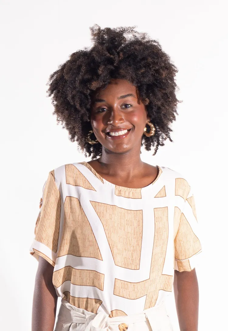 Blusa Dwz Estampada com Detlahe na Manga