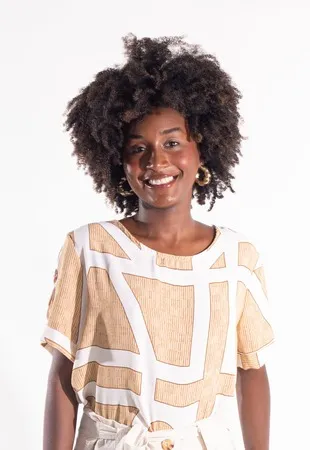 Blusa Dwz Estampada com Detlahe na Manga