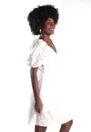 Vestido Dwz Liso com Manga Bordada