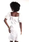 Vestido Dwz Liso com Manga Bordada