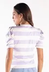 Blusa Dwz Malha Listrada Manga Princesa