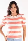 Blusa Dwz Malha Listrada Manga Princesa