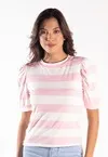 Blusa Dwz Malha Listrada Manga Princesa