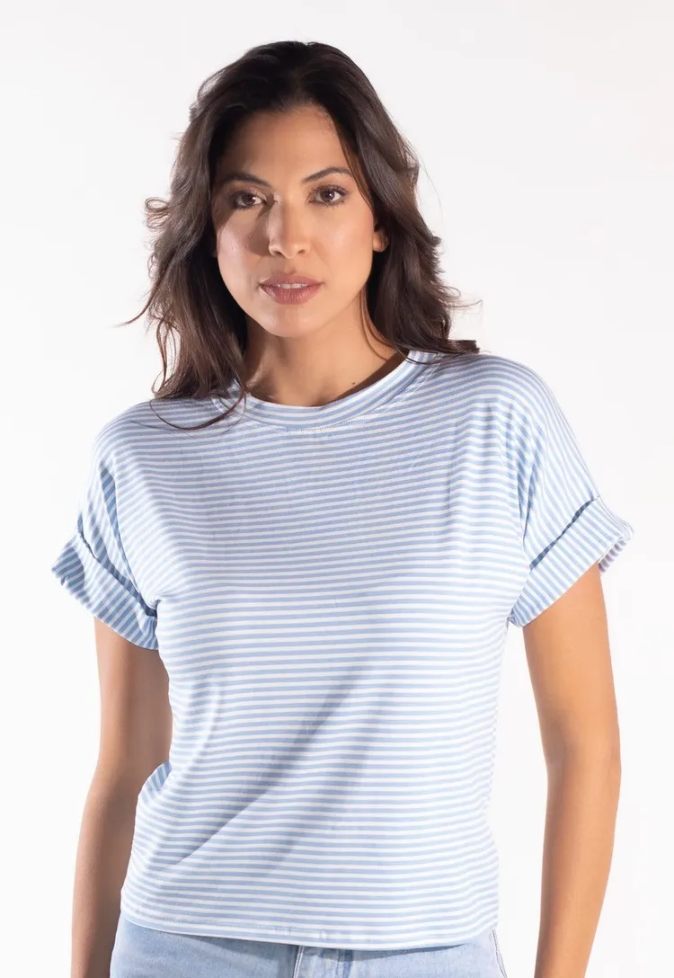 Blusa Dwz Malha Listrada Manga Dobrada