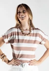Blusa Dwz Listra Larga Manga Dobrada
