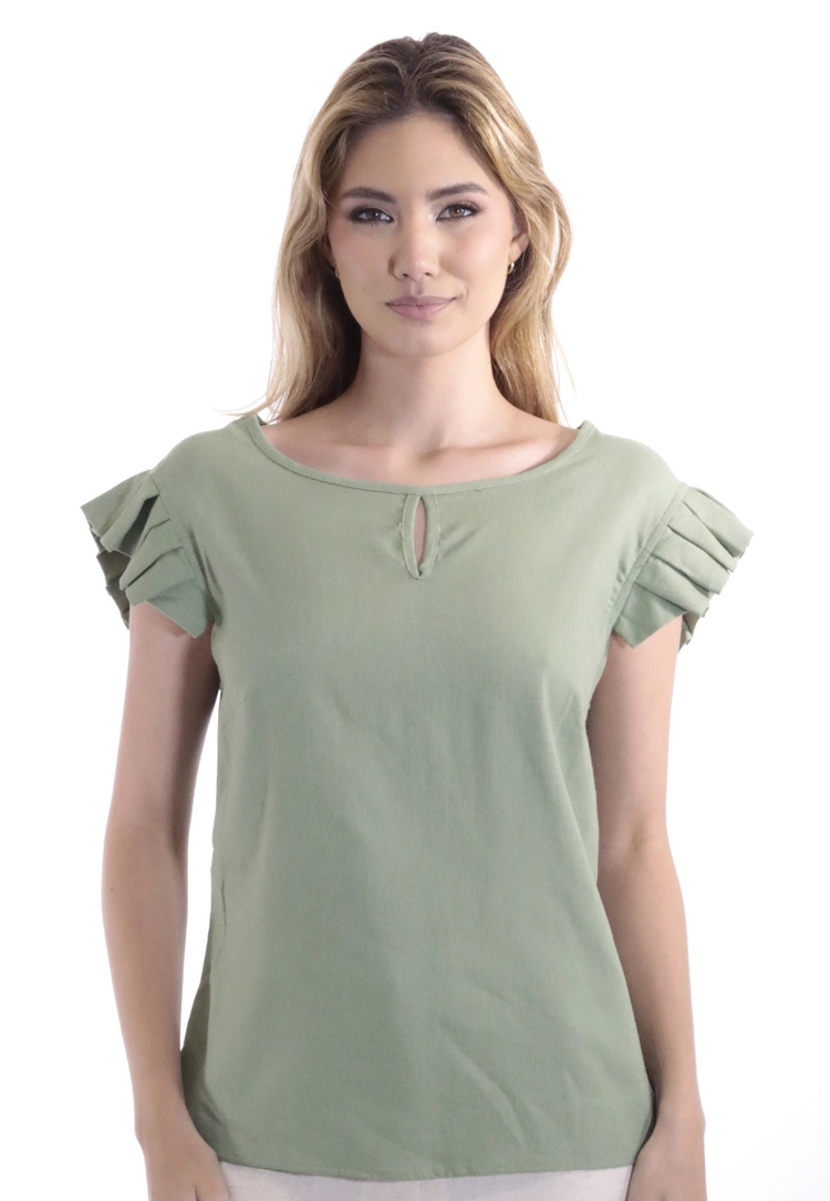 Blusa Dwz de Linho Manga com Pregas