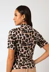 Blusa Dwz Manga Curta Gola Alta Animal Print