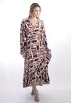 Vestido Dwz Manga LOnga Transpassado Estampado
