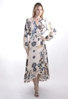 Vestido Dwz Manga LOnga Transpassado Estampado