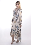 Vestido Dwz Manga LOnga Transpassado Estampado