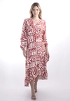 Vestido Dwz Manga LOnga Transpassado Estampado