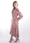 Vestido Dwz Manga LOnga Transpassado Estampado