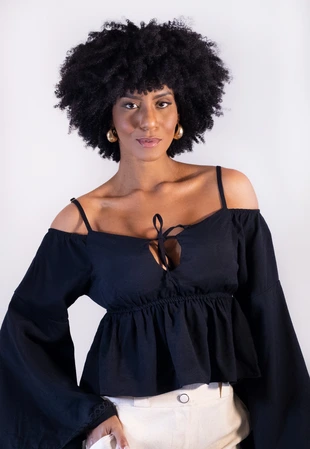 Blusa Dwz Manga Longa com Marcacao na Cintura
