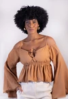 Blusa Dwz Manga Longa com Marcacao na Cintura