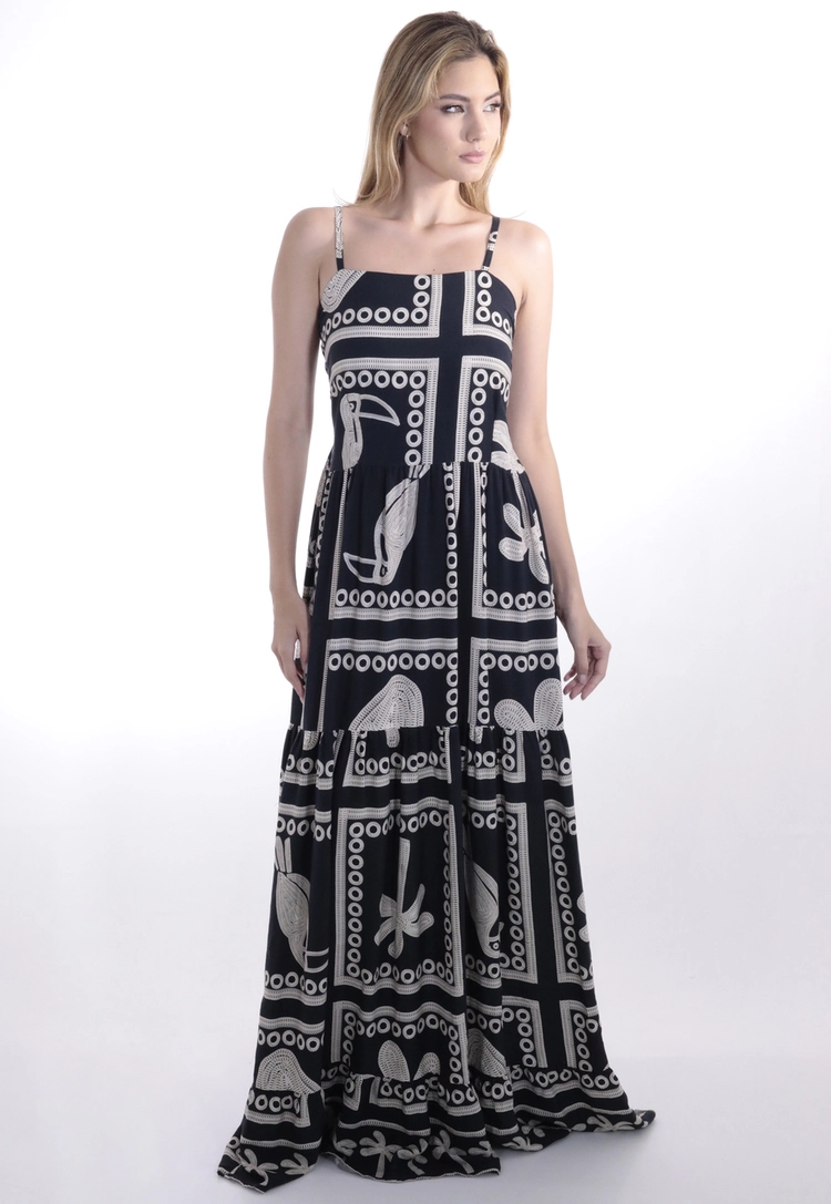 Vestido Dwz Estampado Longo