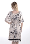 Vestido Dwz Manga Curta com Lastex Estampado