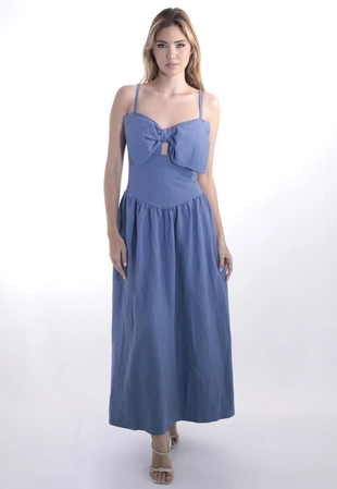 Vestido Dwz Mid com Laco e Lastex