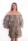 Vestido Dwz Ombro a Ombro Animal Print