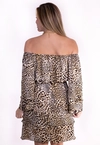 Vestido Dwz Ombro a Ombro Animal Print